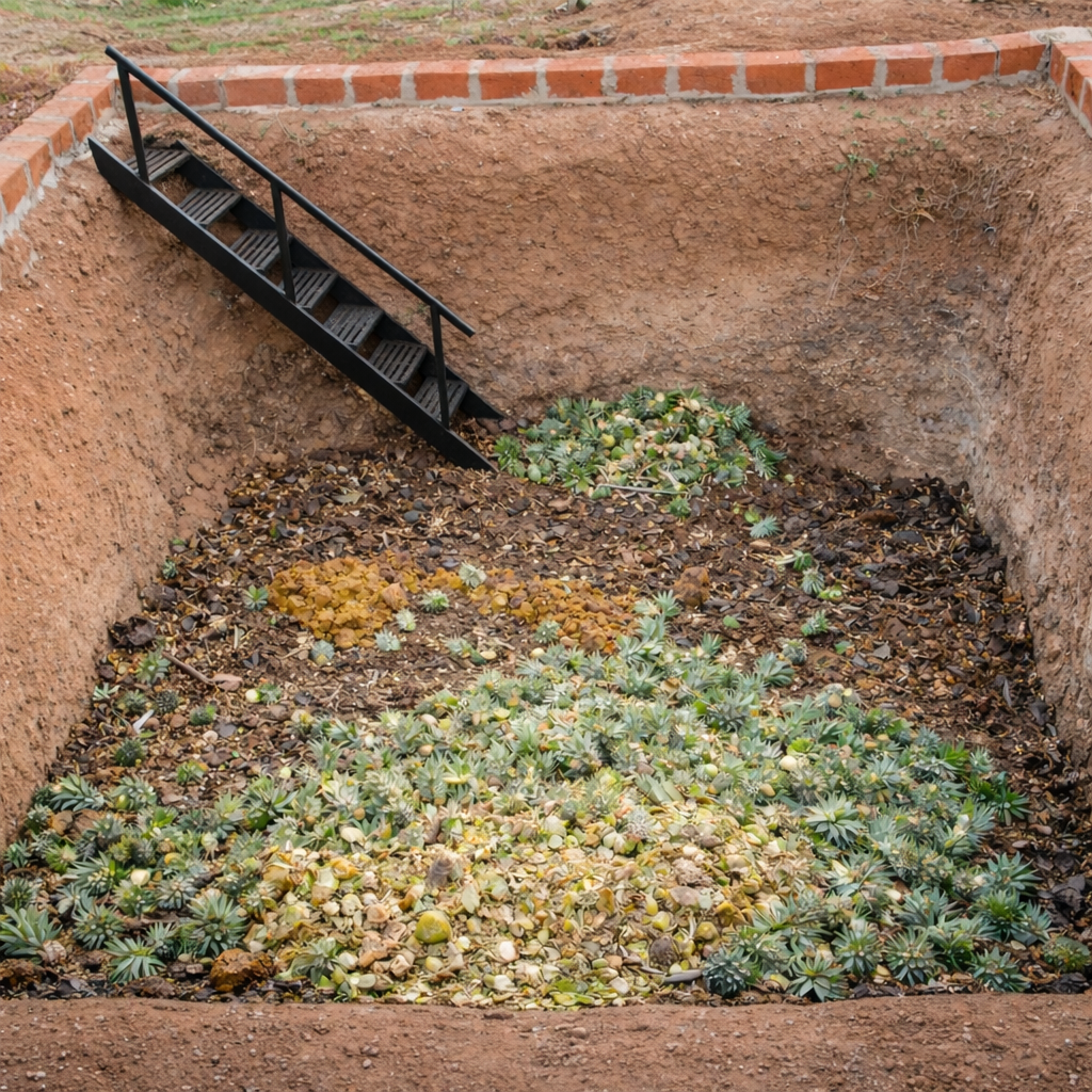 Organic composting area where food waste is converted into natural fertilizer at the facility